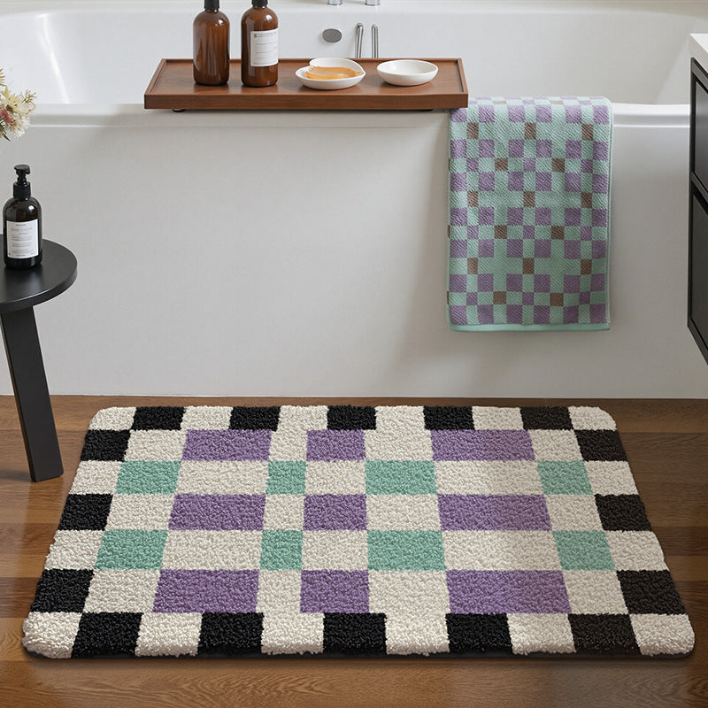 Plush Geometric Bath Mat Kalsten