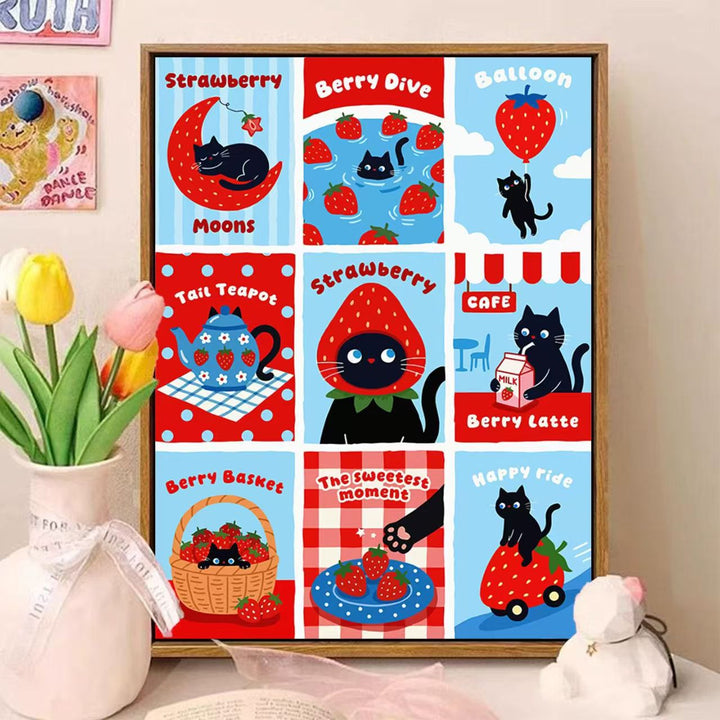 Playful Cat-Themed Illustrated Wall Art Kalsten