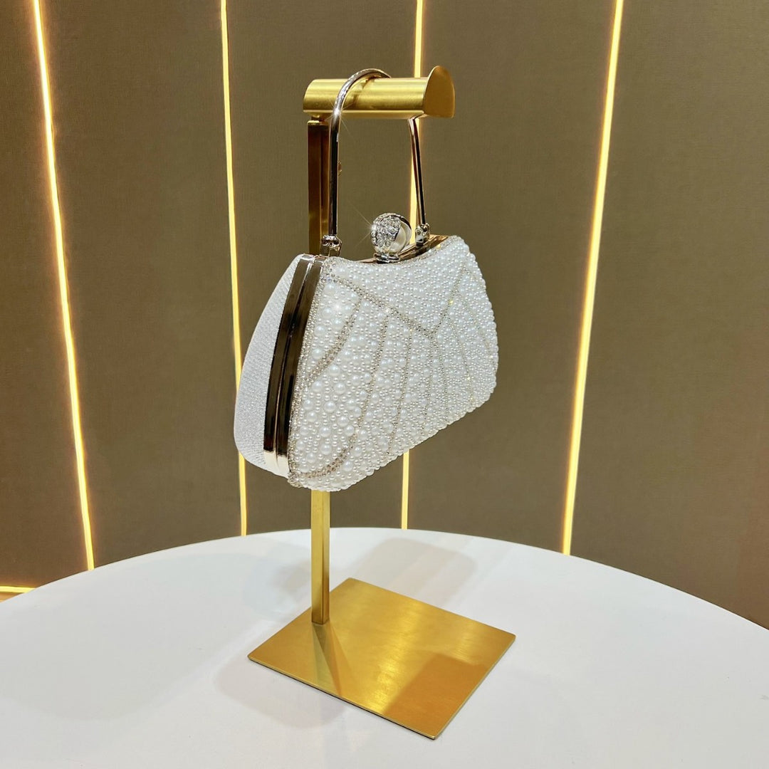 Pearlescent Beaded Evening Clutch