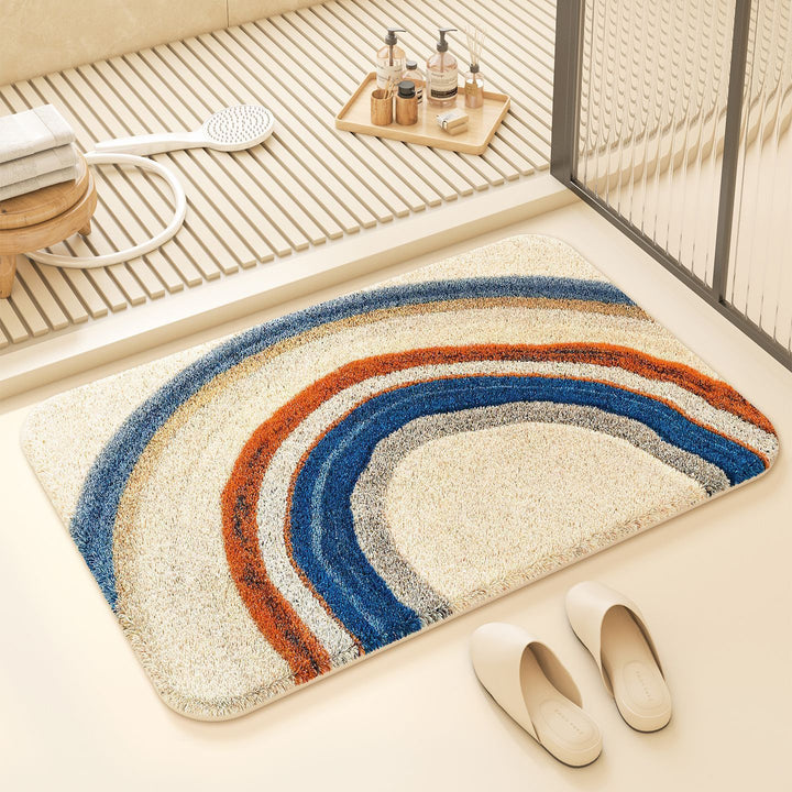 Autumn Leaf-Themed Plush Bath Mat for Bathroom