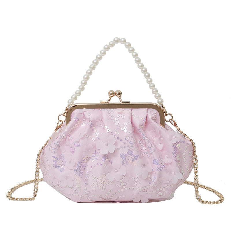 Elegant Floral Sequin Evening Clutch