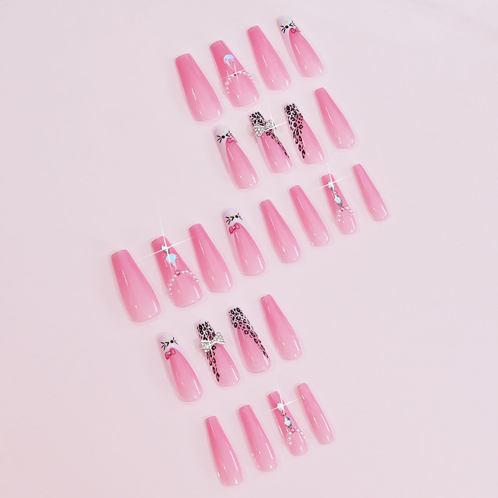 Elegant Full Cover Press-On Nail Tips with Decorative Elements