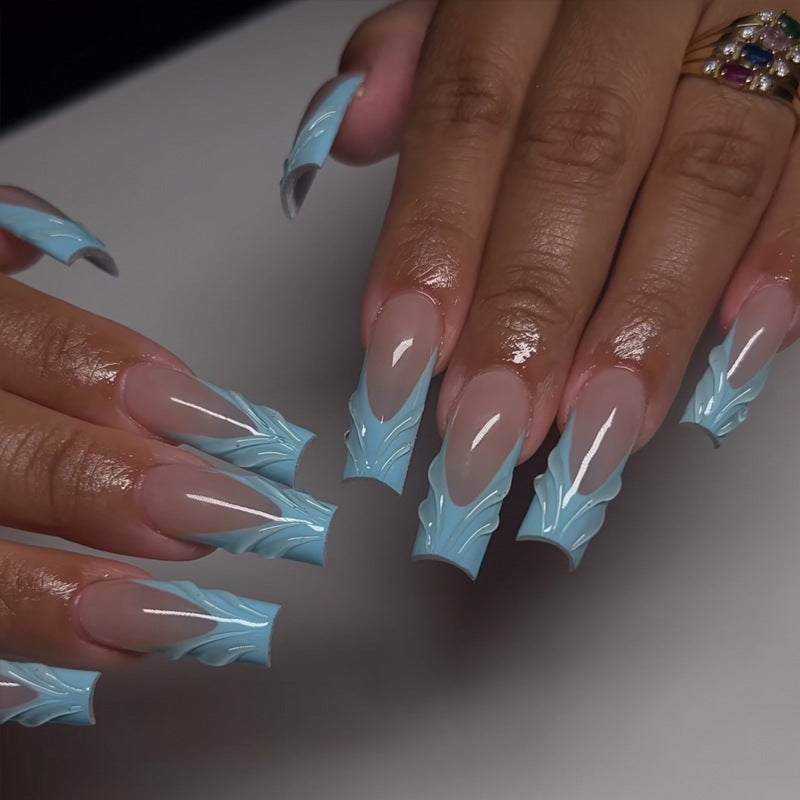 Artistic Press-On Nail Set with Elegant Marble Design Kalsten