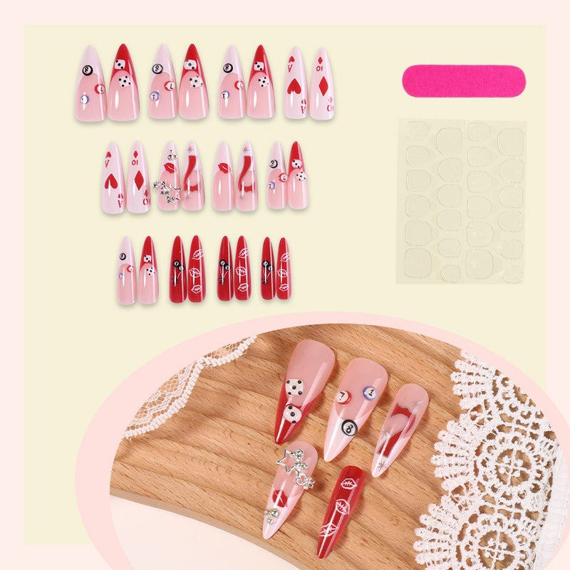 Artificial nail set with creative design and glitter accents Kalsten