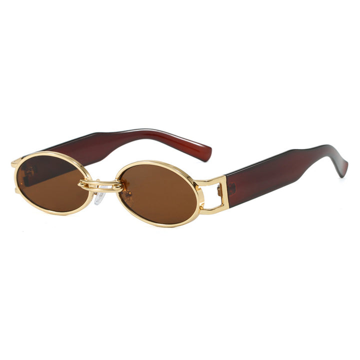 Women oval-shaped sunglasses with golden accents and stylish frame Kalsten