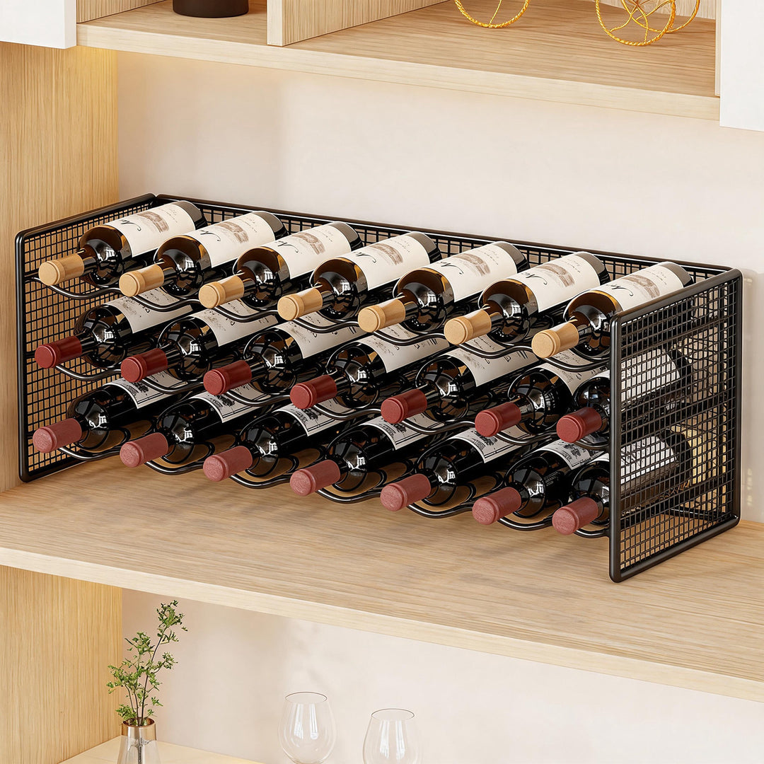 Compact Countertop Metal Wire Wine Bottle Organizer