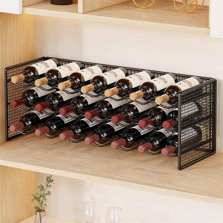 Compact Countertop Metal Wire Wine Bottle Organizer