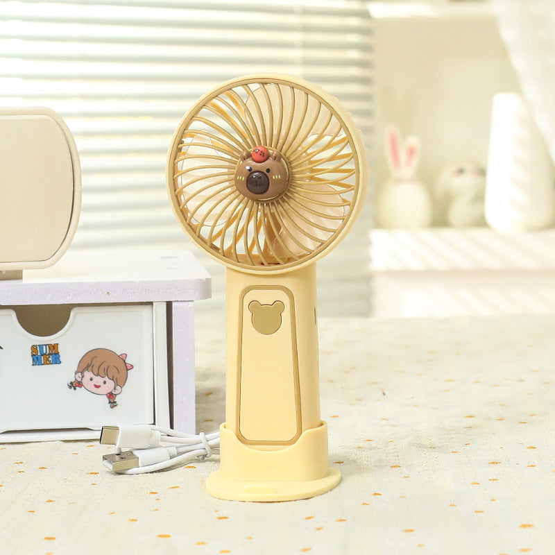 Unisex portable hand fan with bear motif and charging station Kalsten