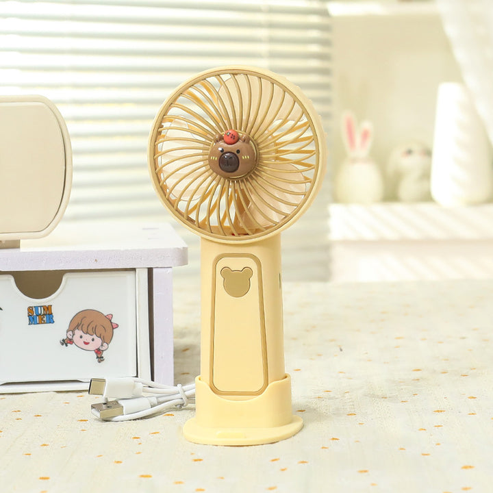 Unisex portable hand fan with bear motif and charging station Kalsten