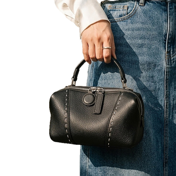 Pebbled Dome Satchel with Detachable Crossbody Strap