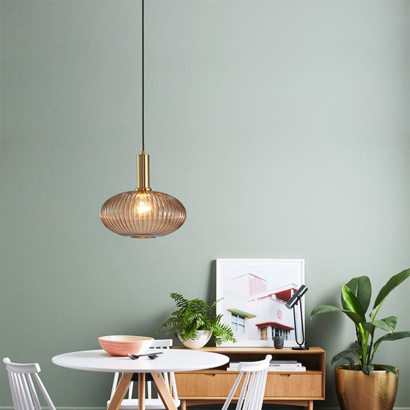 Ribbed Glass Pendant Light