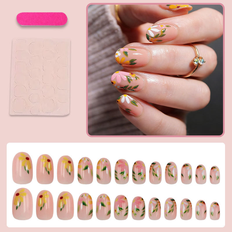 Artificial Nails Set with Floral Decorations Kalsten