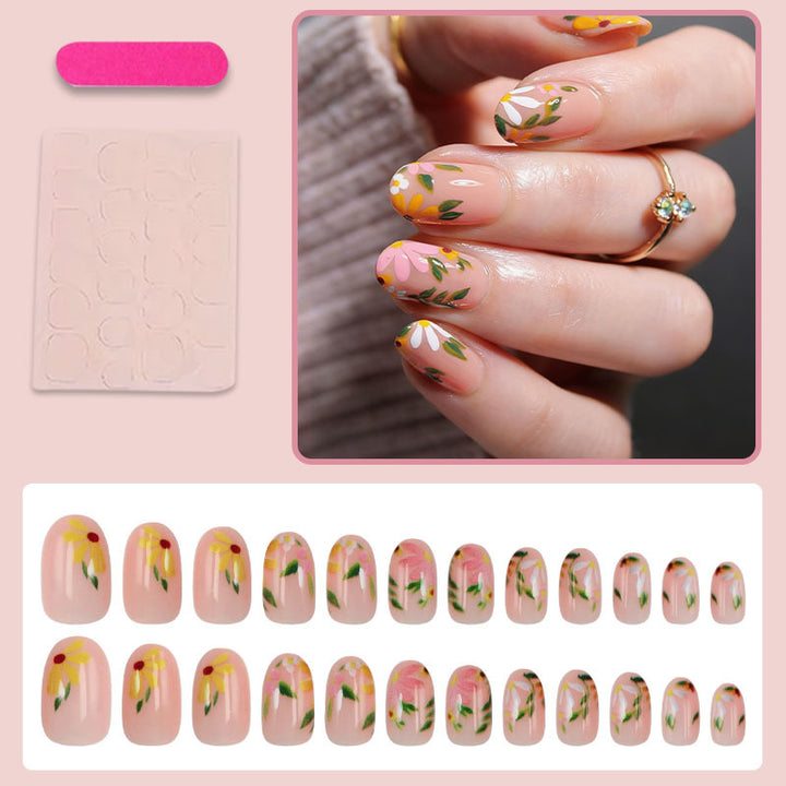 Artificial Nails Set with Floral Decorations Kalsten