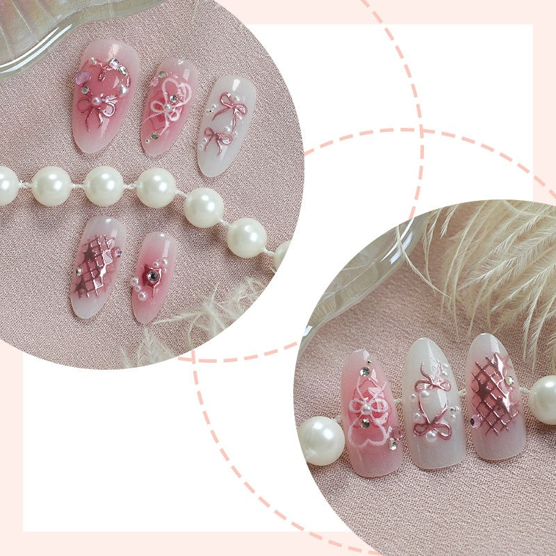 Elegant artificial nail set with floral and glitter details Kalsten