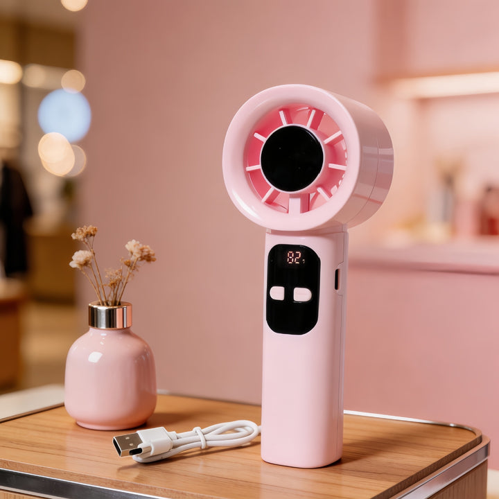 Ladies Portable Handheld Fan with LED Display Kalsten