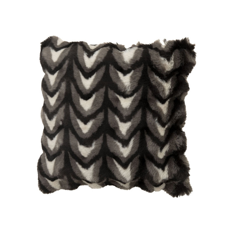 Square decorative cushion made of soft faux fur with inner cushion