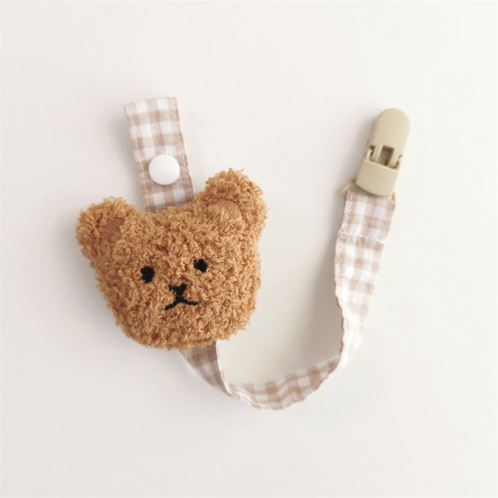 Floral Fabric Pacifier Clip with Gingham Cotton Strap