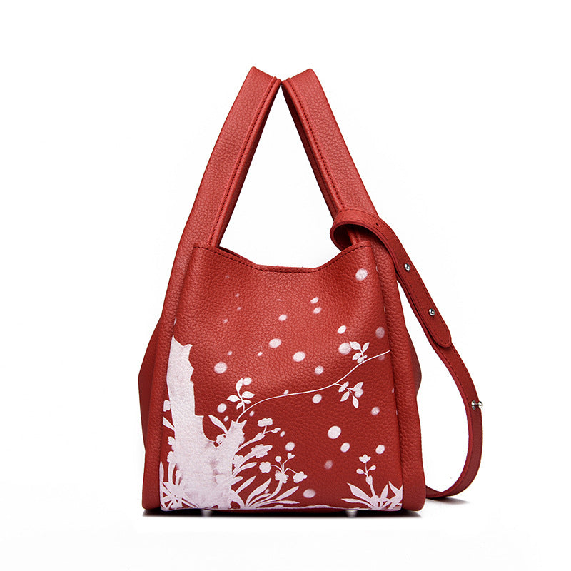Artistic Print Leather Handbag Kalsten