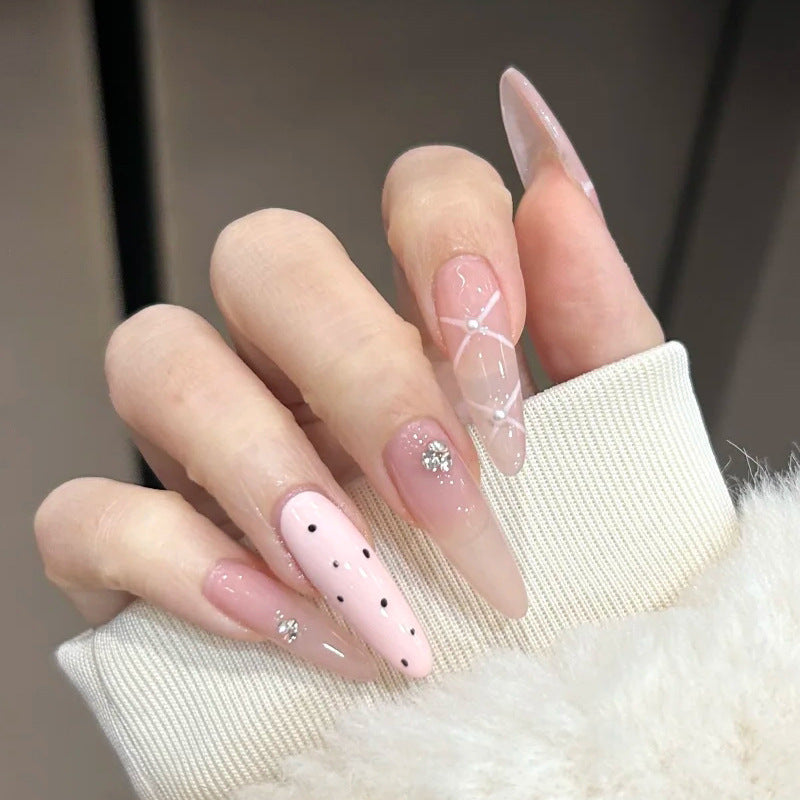Elegant Stiletto Press-On Nails with 3D Decorations Kalsten