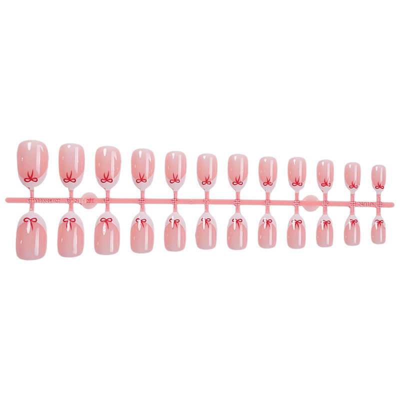 Elegant Artificial Nail Set with Delicate Bow Accents Kalsten