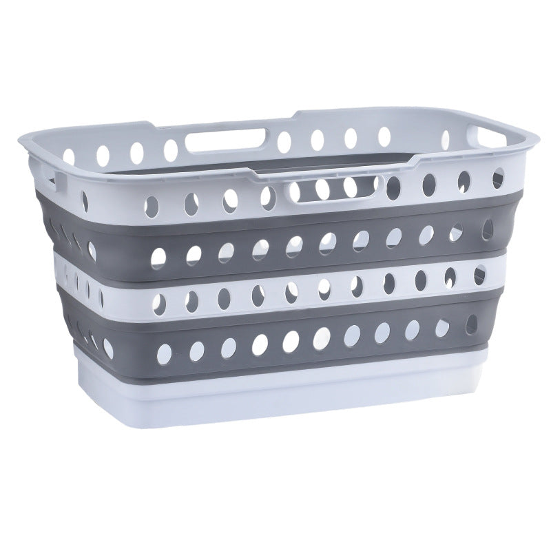 Collapsible laundry basket with wheels, ventilated sides and carrying handles