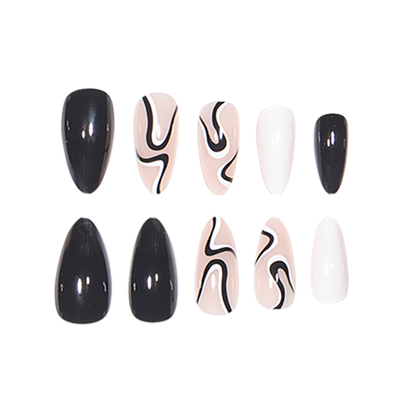 Abstract Wave Design Stiletto Press-On Nails Kalsten