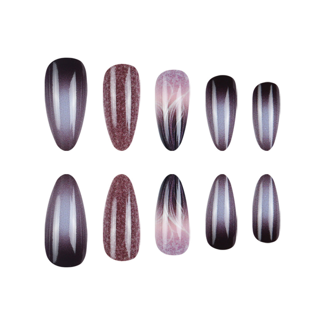 Long Stiletto Press-On Nails with Gradient and Shimmer Effect Kalsten