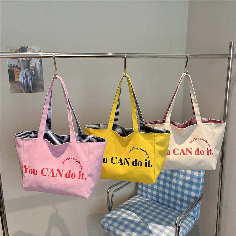 Striped Canvas Tote Bag