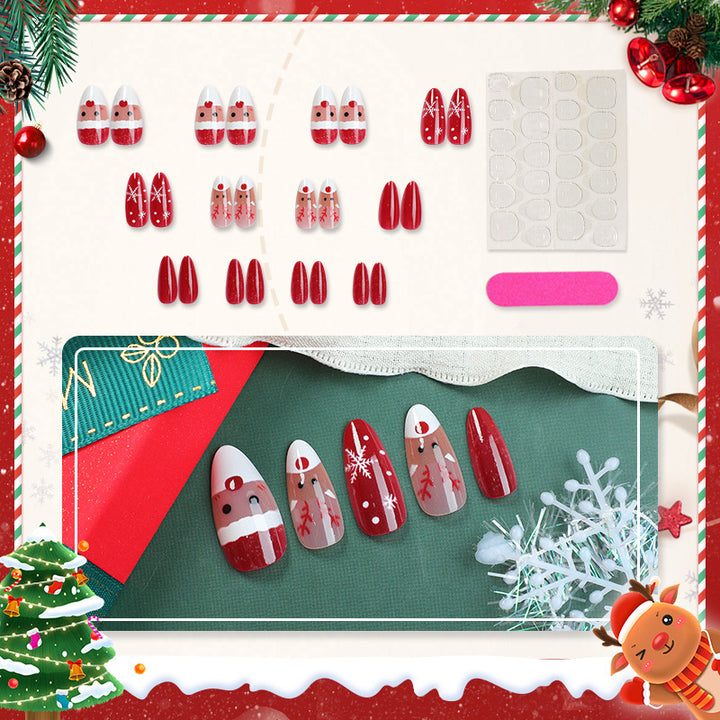 Festive Holiday-Themed Press-On Nail Art Set 1790738368