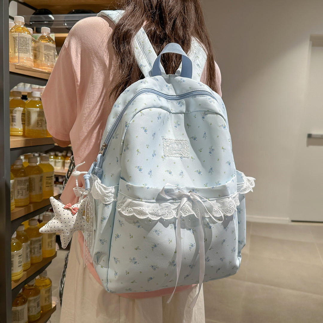 Whimsical Floral Embellished School Backpack Kalsten
