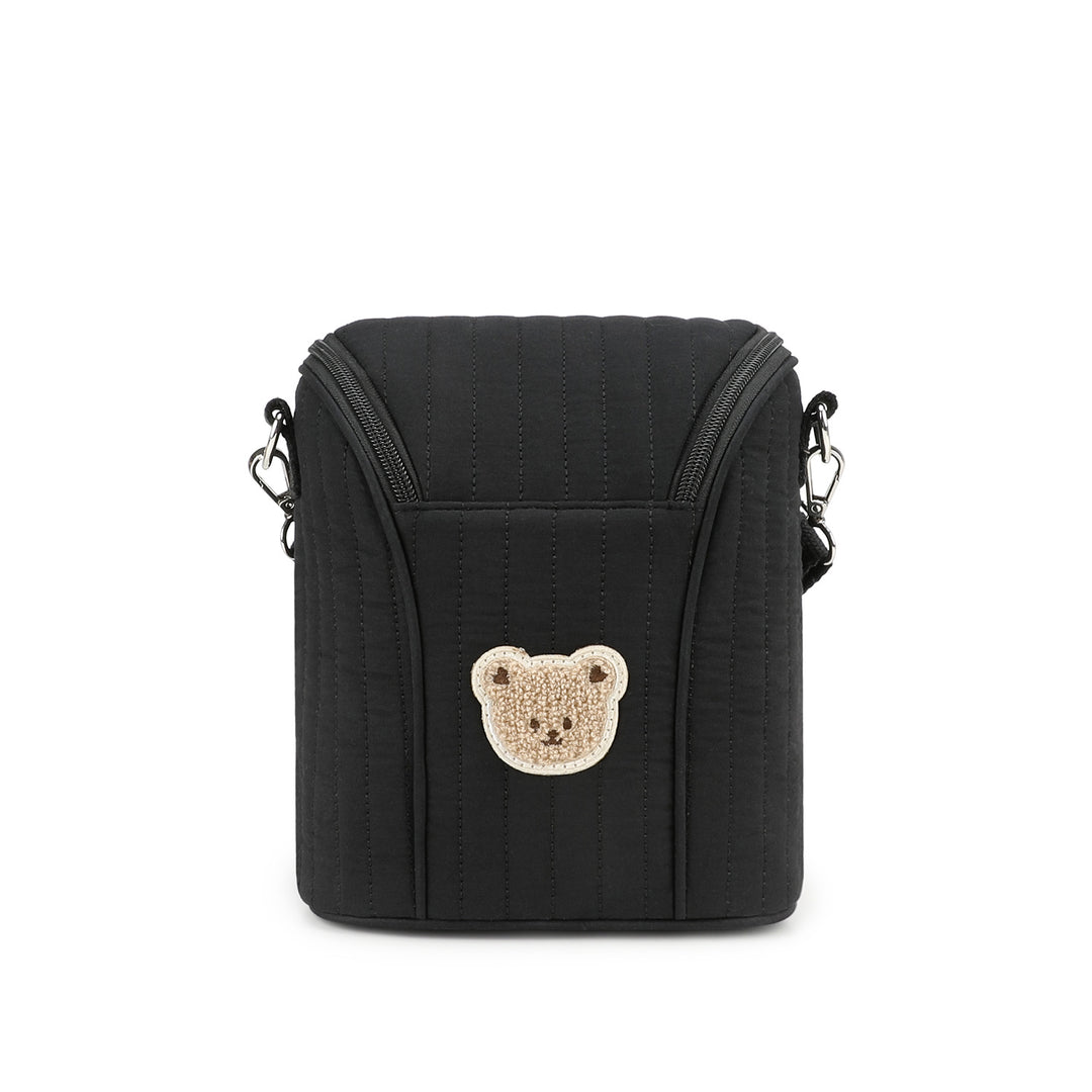 Fashionable Shoulder Bag with Quilted Design and Cute Bear Motif Kalsten