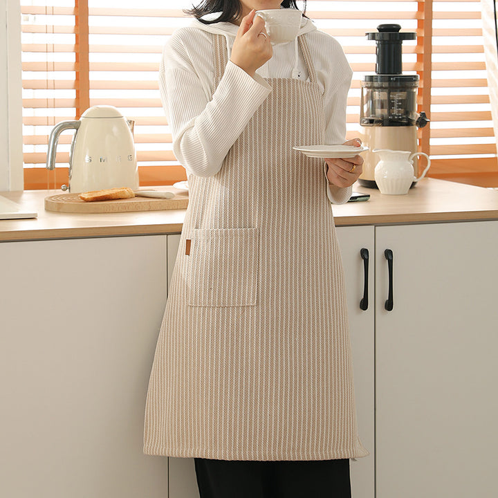 Bib apron made of cotton blend with patch pocket and lace trim Kalsten