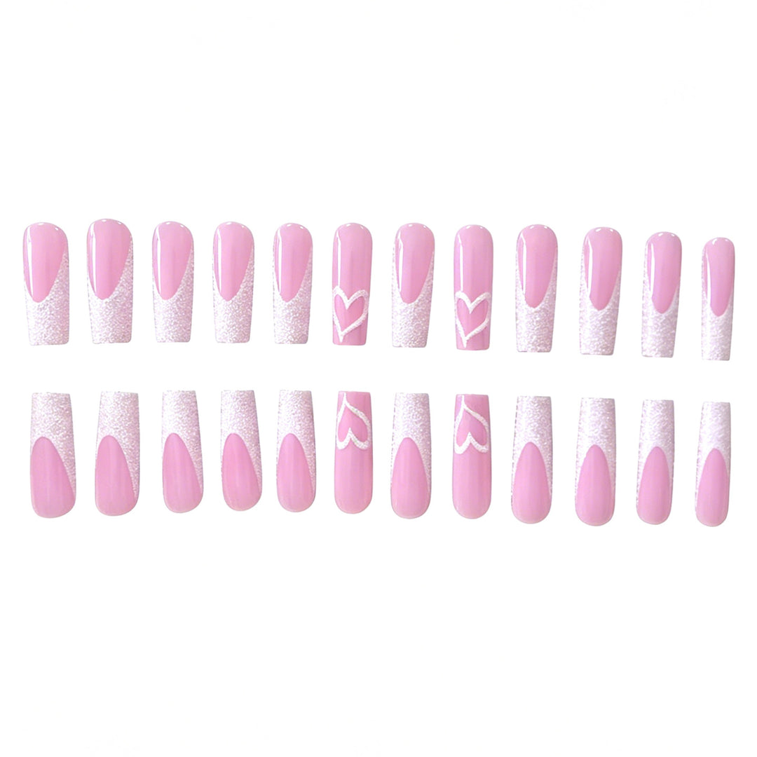 Glamorous Heart Design Acrylic Nail Extensions Kalsten