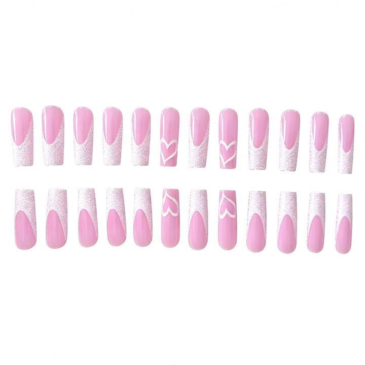 Glamorous Heart Design Acrylic Nail Extensions Kalsten