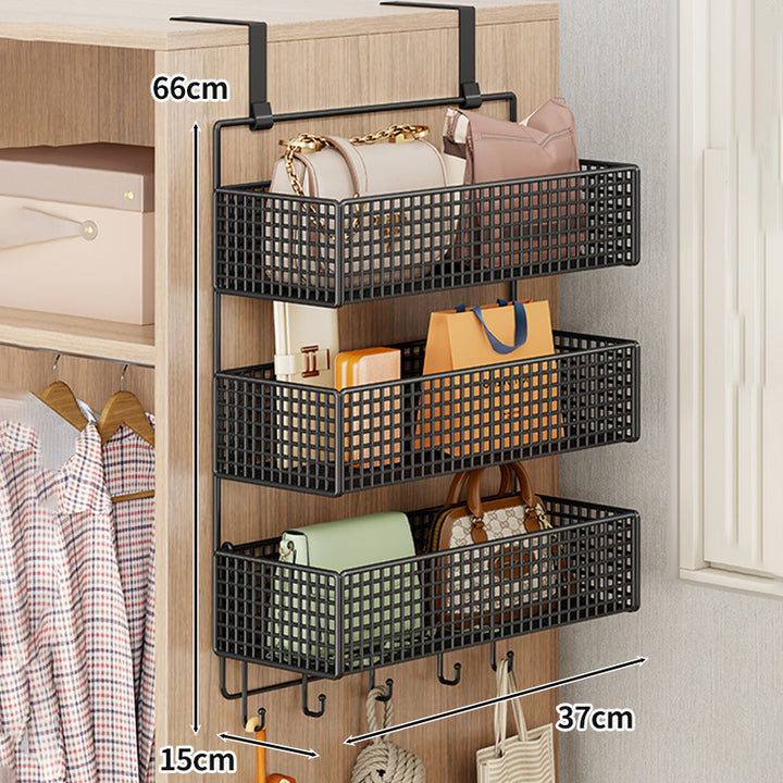 Overdoor Mesh Storage Organizer with Hooks