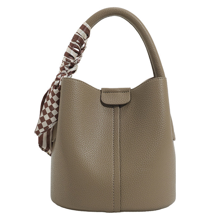 Chic Handheld Bucket Bag with Braided Accent