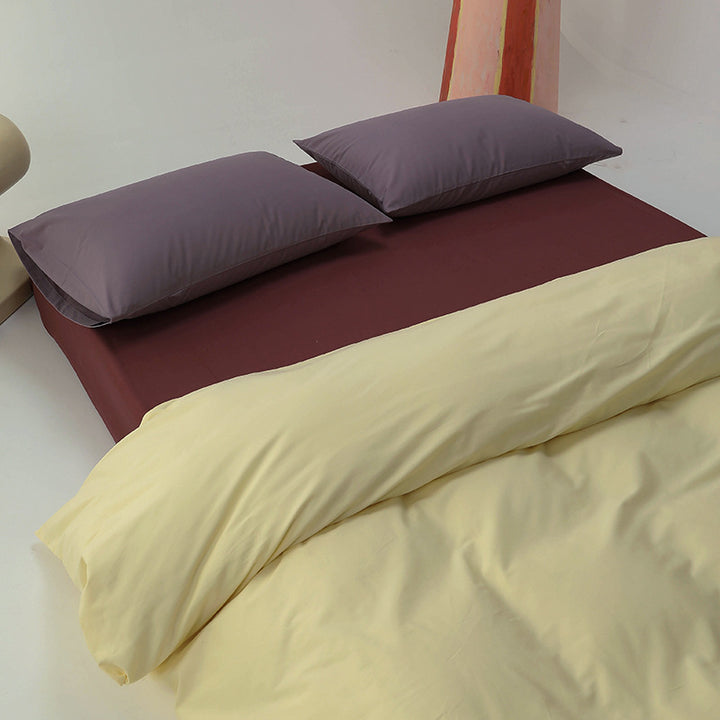 Premium cotton satin duvet cover set with fitted sheet and pillowcases