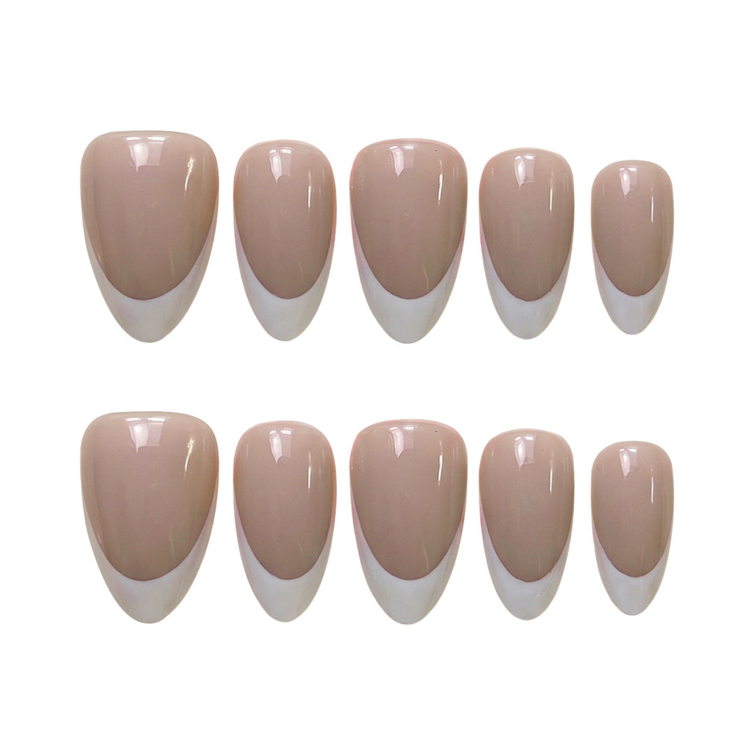 Elegant Press-On Nail Set with French Tip Design