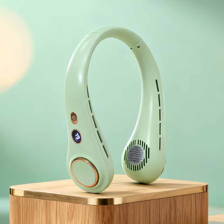 Unisex portable rechargeable neck fan with two flexible goosenecks and silent motor Kalsten