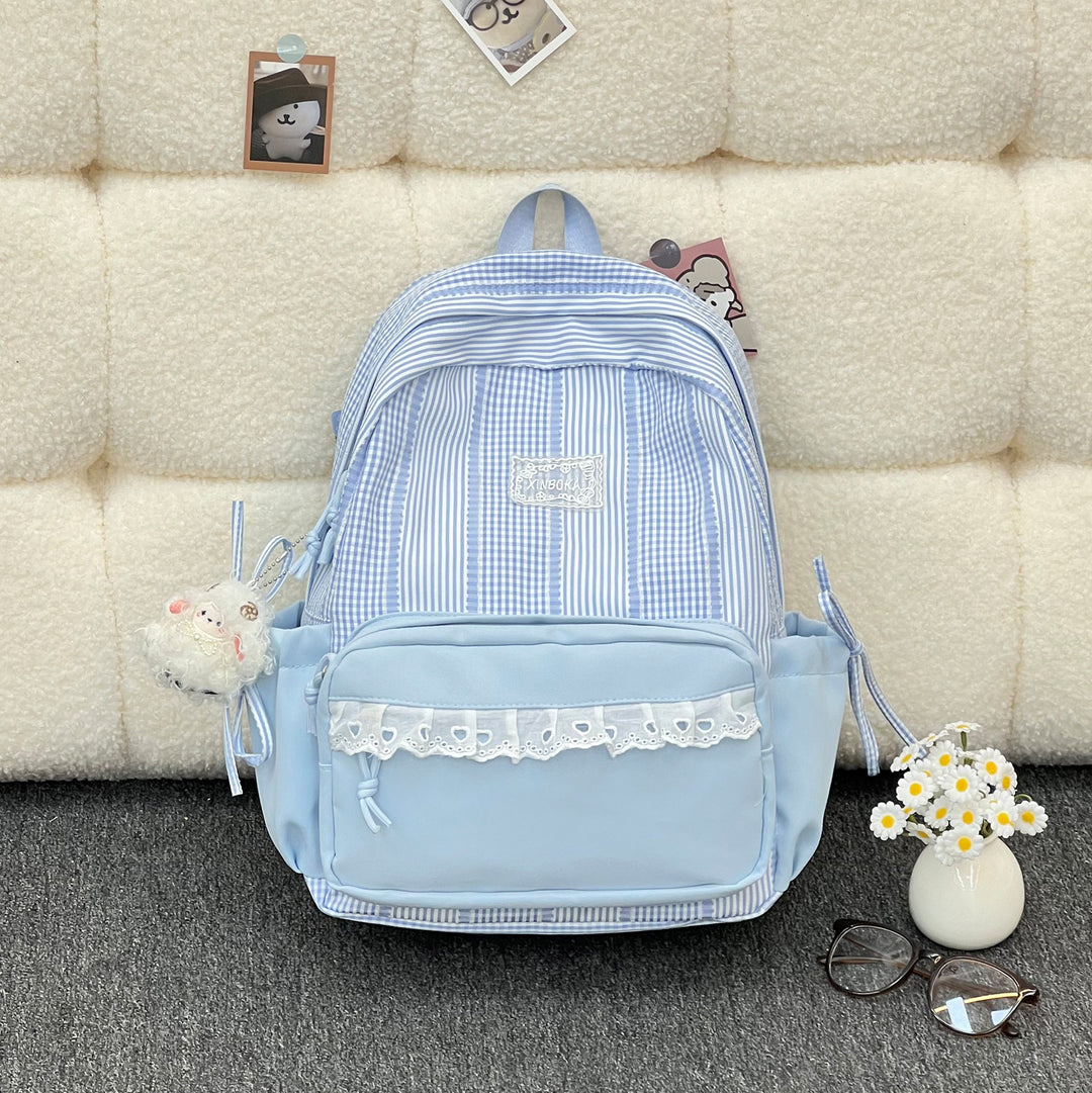 Stylish Striped Backpack with Decorative Accents Kalsten