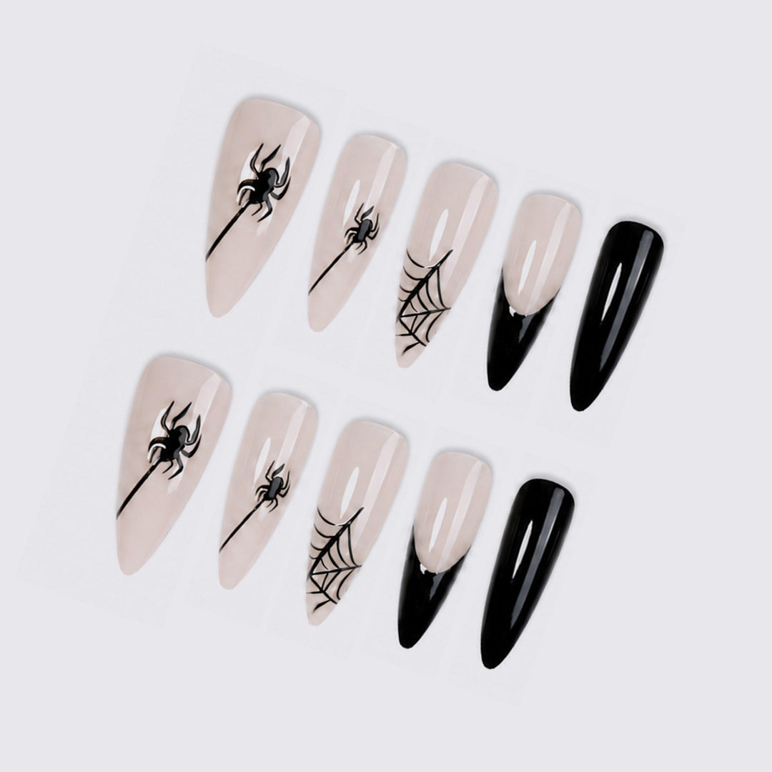 Creative Nail Art Set with Halloween Motif and Spider Accents Kalsten