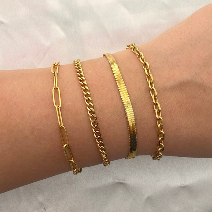 Layered Gold Chain Bracelet Set Kalsten