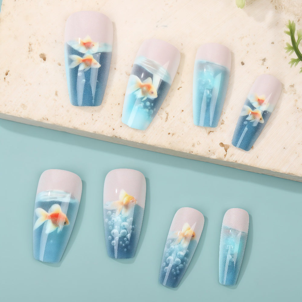 Creative artificial nails with underwater motif Kalsten