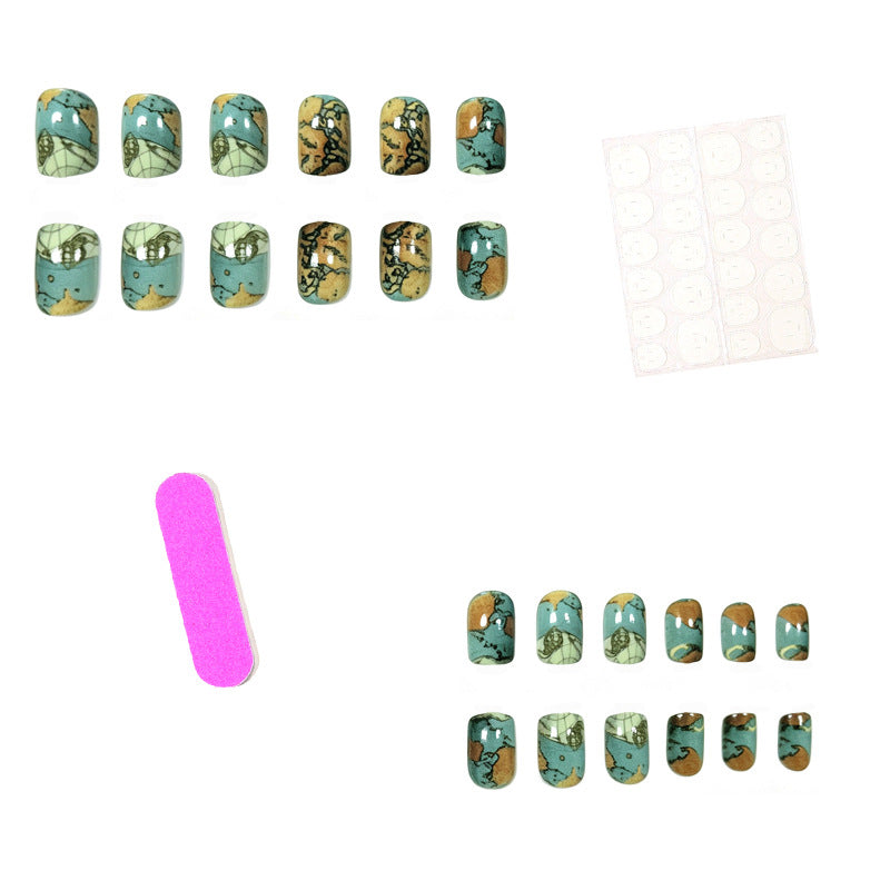 Artistic Map-Inspired Nail Art Kalsten