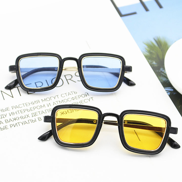 Women's square sunglasses with transparent frame and gold accents Kalsten