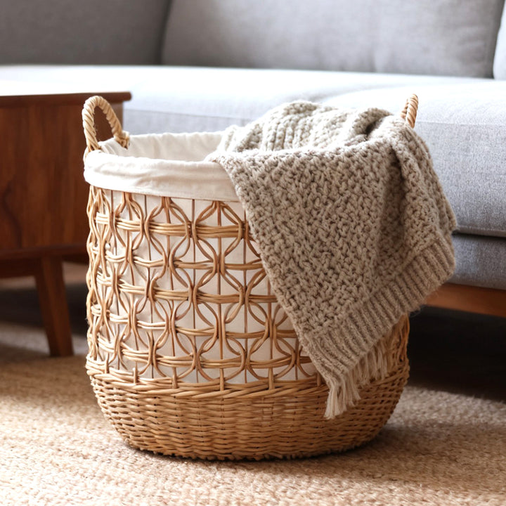 Handwoven storage basket made of natural material Kalsten