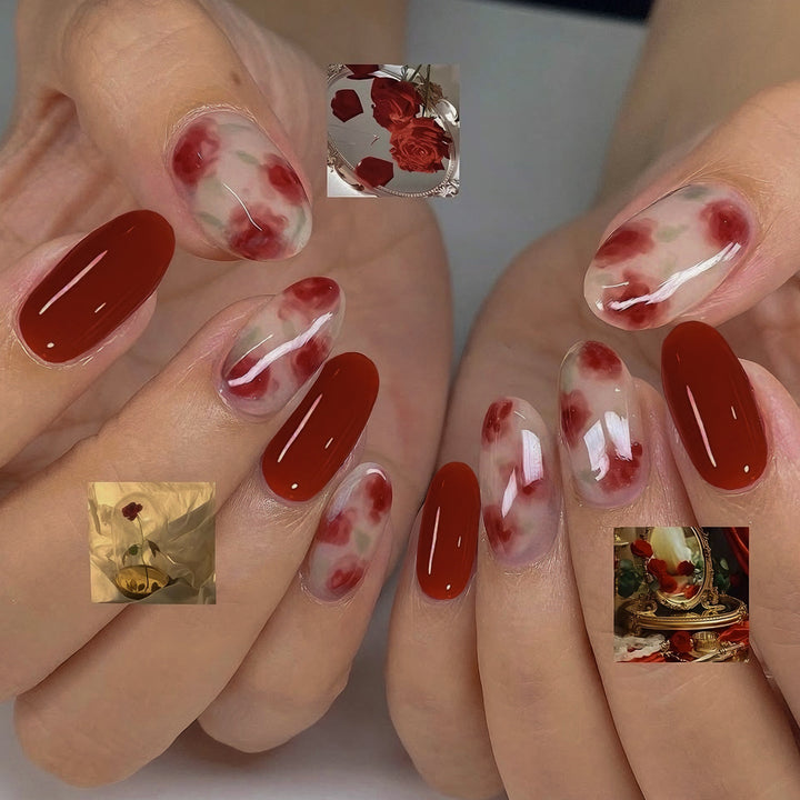 Nail art set with floral accents and glossy finish Kalsten