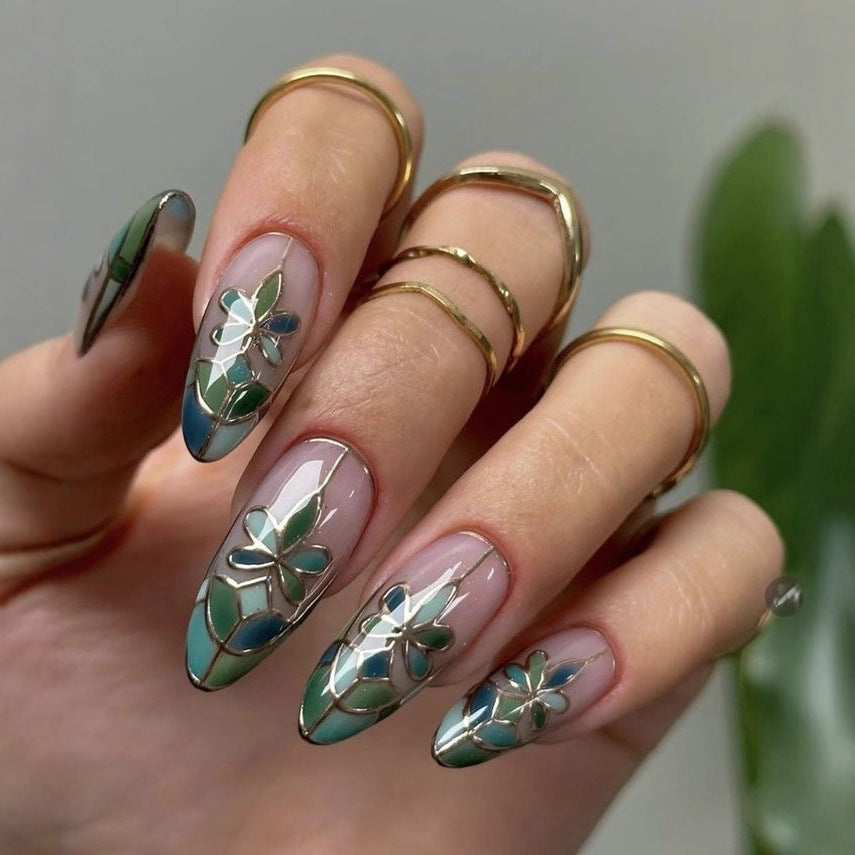 French Art Nails with Floral Design Kalsten