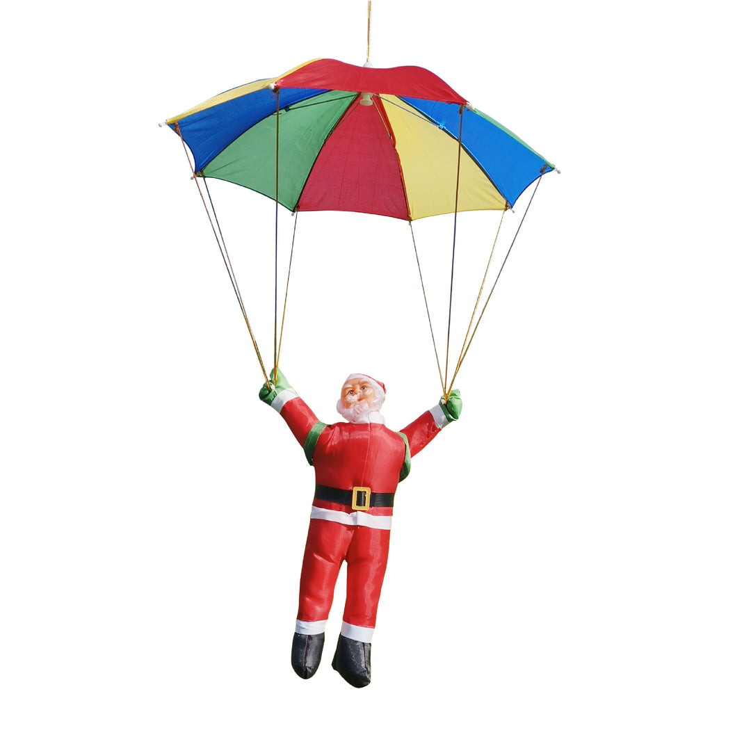 Inflatable Santa Claus figure with parachute