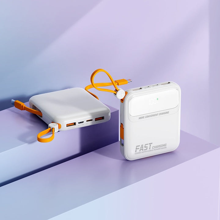 Portable power bank with integrated charging cable and digital display Kalsten